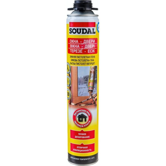 Зимняя пистолетная пена SOUDAL желтая 50 115003