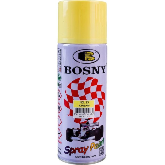Акриловая аэрозольная краска Bosny бледно - желтый 0.52л Ral 1016 33 Акриловая аэрозольная краска Bosny бледно - желтый 0.52л Ral 1016 33