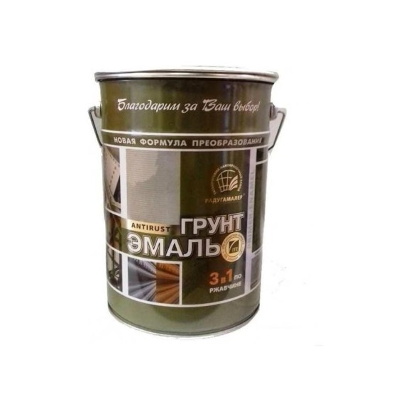 Грунт-эмаль Радугамалер 3 в 1 серая 10 кг 2000996555032