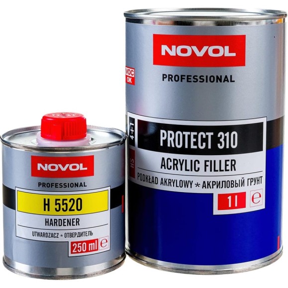 Грунт Novol PROTECT 310 HS 2К акрил. банка 1л с отвердителем 0.2л серый X6122122