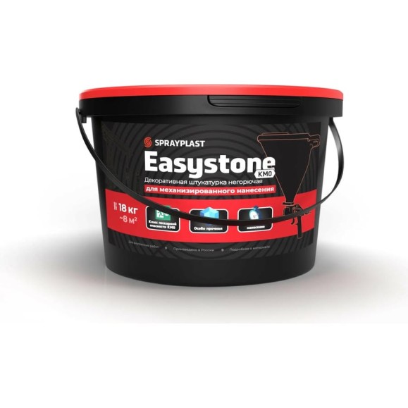 Декоративная штукатурка Sprayplast Easystone негорючая КМ0, для механизированного нанесения, белая, 18 кг 33170 Декоративная штукатурка Sprayplast Easystone негорючая КМ0, для механизированного нанесения, белая, 18 кг 33170