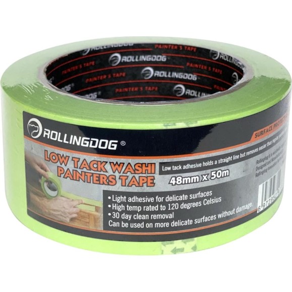 Малярная лента для деликатных поверхностей Rollingdog Low Tack Washi Tape 48 мм, 50 м 81391 Малярная лента для деликатных поверхностей Rollingdog Low Tack Washi Tape 48 мм, 50 м 81391