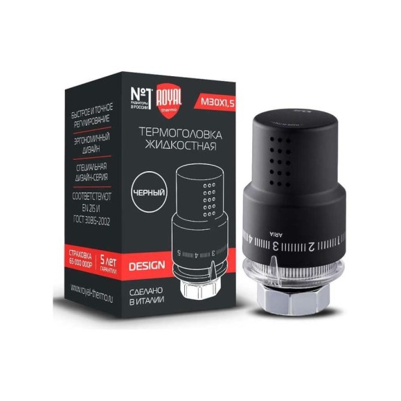 Жидкостная термоголовка Royal Thermo Design М30x1,5 черный НС-1404970 Жидкостная термоголовка Royal Thermo Design М30x1,5 черный НС-1404970