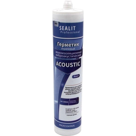 Акриловый звукоизоляционный герметик Sealit Aсoustic 280 мл, белый 210105 Акриловый звукоизоляционный герметик Sealit Aсoustic 280 мл, белый 210105