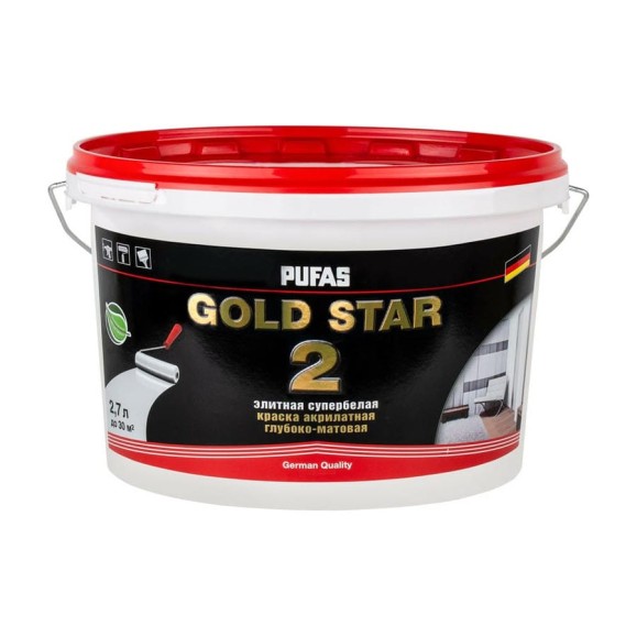 Акрилатная краска Pufas GOLD STAR 2 супербелая глубокоматовая мороз. 2,7 л 4,4 кг тов-141001 Акрилатная краска Pufas GOLD STAR 2 супербелая глубокоматовая мороз. 2,7 л 4,4 кг тов-141001