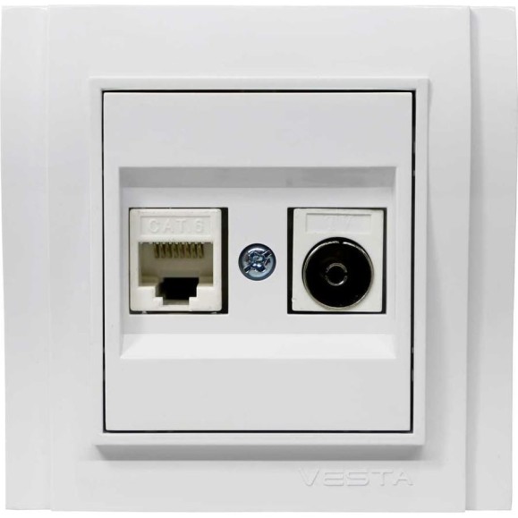 Розетка Metronex Electric Verona для LAN+TV двойная FRZTV020102BEL