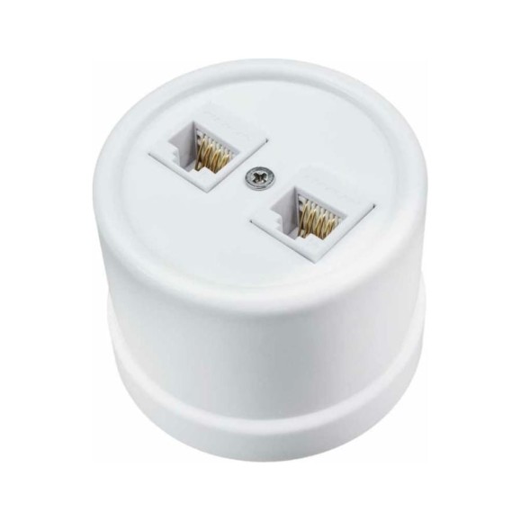 Розетка Bironi rj45 информационная двойная, керамика, цвет белый B1-302-01