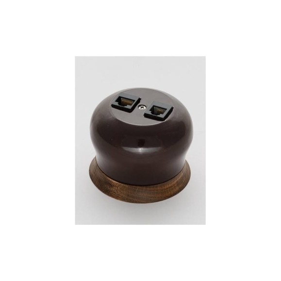 Розетка Bironi rj45 информационная двойная Фаберже, керамика, цвет коричневый B2-302-020/18
