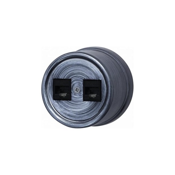 Розетка Bironi rj45 информационная двойная, пластик, серебряный век B1-302-11
