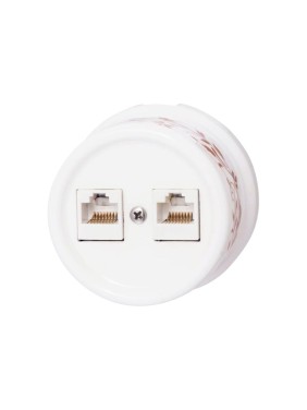 Розетка Bironi rj45 информационная двойная, керамика, цвет белый, декор d6/2 B1-302-01-D6/2