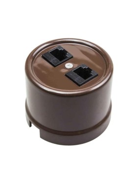 Розетка Bironi rj45 информационная двойная, пластик, цвет коричневый B1-302-22