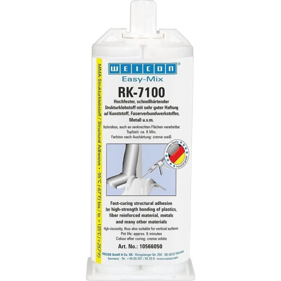 Конструкционный двухкомпонентный клей WEICON RK-7100 50 г wcn10566050