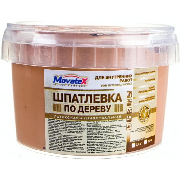 Шпаклевка по дереву (0.4 кг; каштан) Movatex Т16163 Шпаклевка по дереву (0.4 кг; каштан) Movatex Т16163