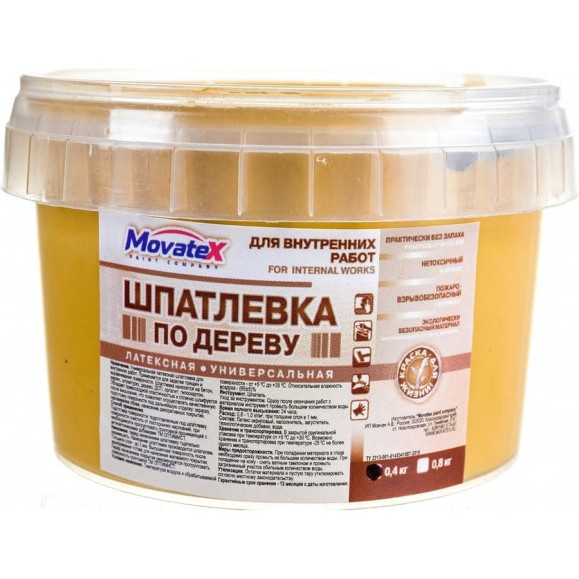 Шпаклевка по дереву (0.4 кг; дуб) Movatex Т09811 Шпаклевка по дереву (0.4 кг; дуб) Movatex Т09811