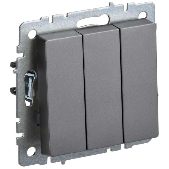 3-клавишный выключатель IEK Brite 10а вс10-3-0-брс сталь BR-V30-0-10-K46