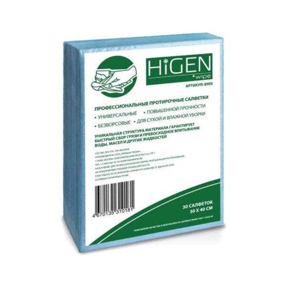 Безворсовые салфетки для деликатных поверхностей Higen 8905