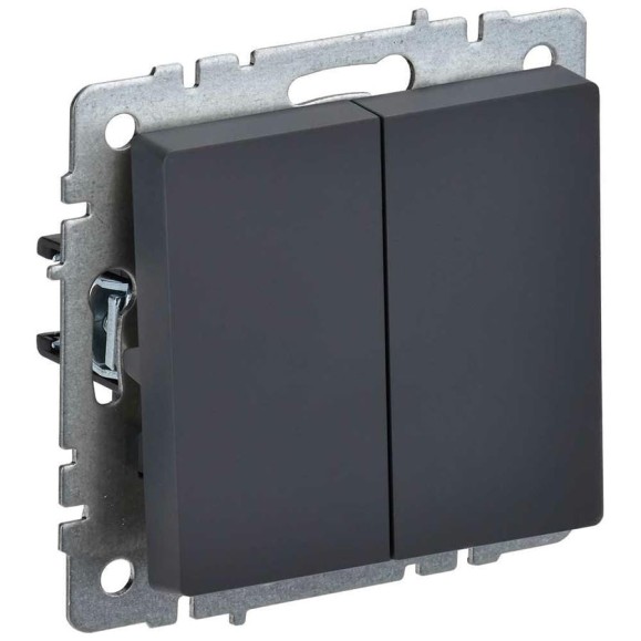 Проходной 2-клавишный выключатель IEK Brite 10а вс10-2-6-брг графит BR-V22-0-10-K53