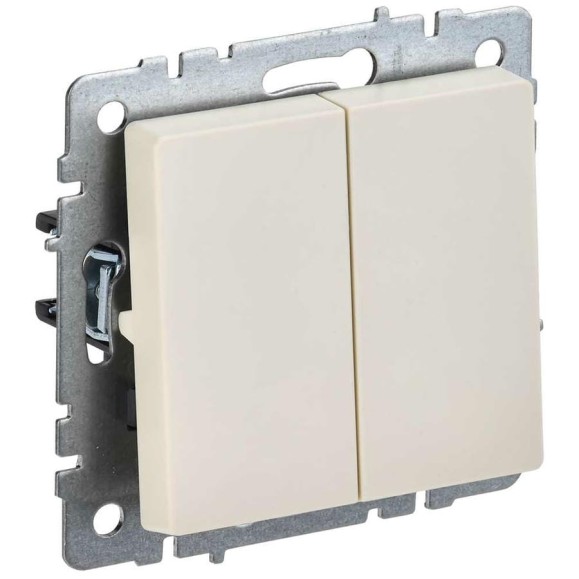 Проходной 2-клавишный выключатель IEK Brite 10а вс10-2-6-бркр бежевый BR-V22-0-10-K10