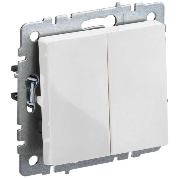 Проходной 2-клавишный выключатель IEK Brite 10а вс10-2-6-брб белый BR-V22-0-10-K01
