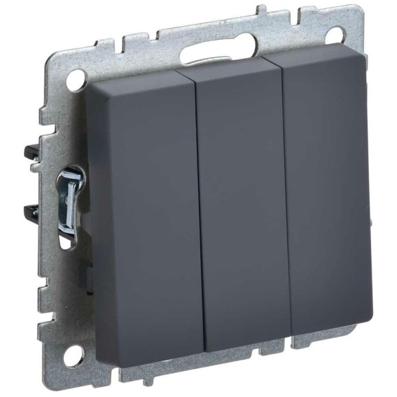 3-клавишный выключатель IEK Brite 10а вс10-3-0-брг графит BR-V30-0-10-K53