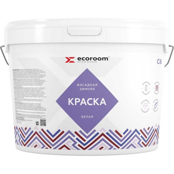 Фасадная краска ECOROOM зимняя, белый, 14 кг E-Кр-67/14 Фасадная краска ECOROOM зимняя, белый, 14 кг E-Кр-67/14