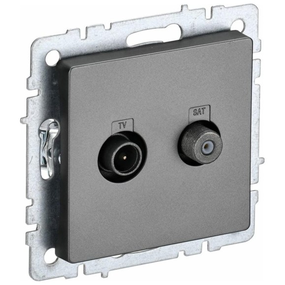 Двойная розетка IEK Brite tv+sat ртв/рсп12-брс сталь BR-AF20-O-K46