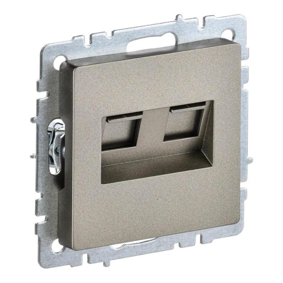 Двойная компьютерная розетка rj45 IEK Brite рк10-2-брш категория 5e, шампань BR-K20-1-K37