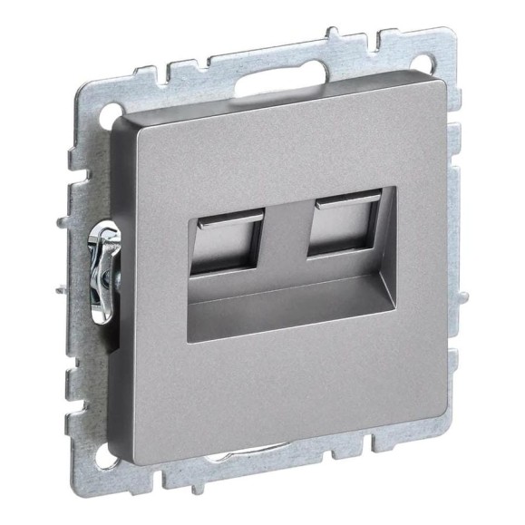 Двойная компьютерная розетка rj45 IEK Brite рк10-2-брс категория 5e, сталь BR-K20-1-K46