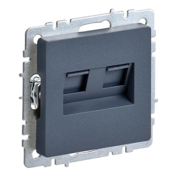Двойная компьютерная розетка rj45 IEK Brite рк10-2-брм категория 5e, маренго BR-K20-1-K35