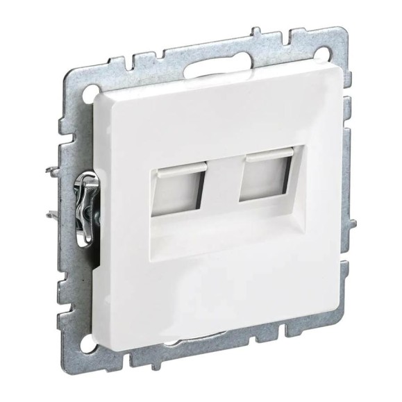 Двойная розетка IEK Brite rj11+rj45 рк/т12-брб категория 5e, белый BR-KT20-O-1-K01