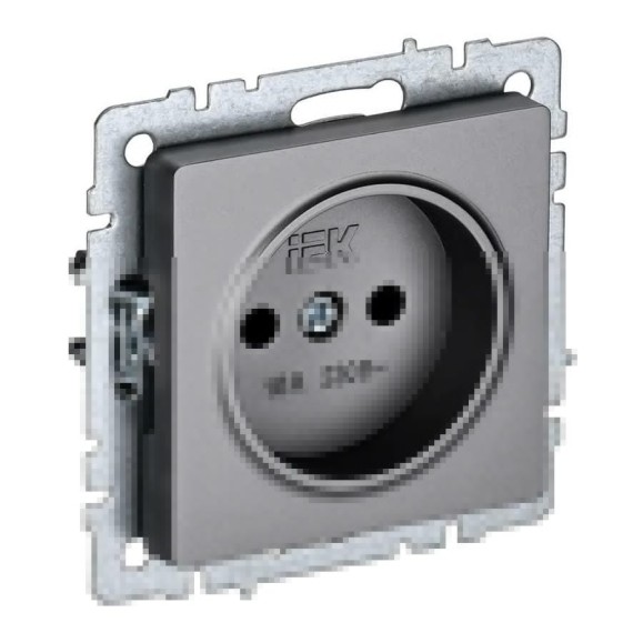 1-местная розетка IEK Brite рс10-1-0-брс без заземления, без защитных шторок, 10А, сталь BR-R10-10-K46