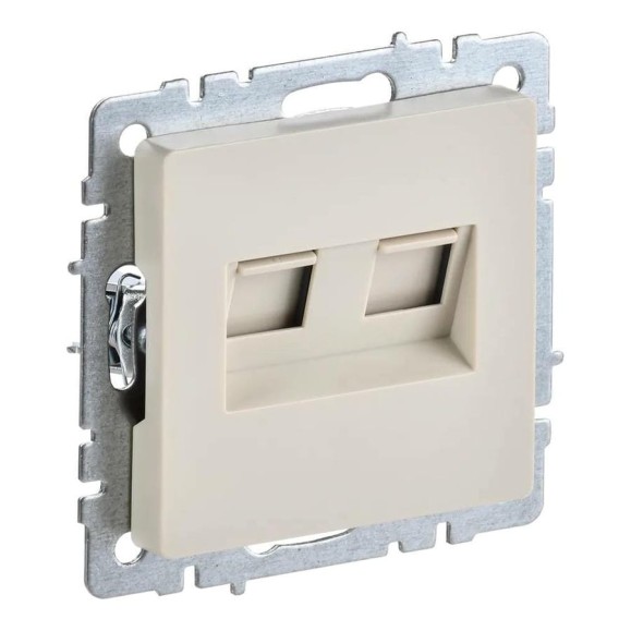 Двойная компьютерная розетка rj45 IEK Brite рк10-2-бркр категория 5e, бежевый BR-K20-1-K10