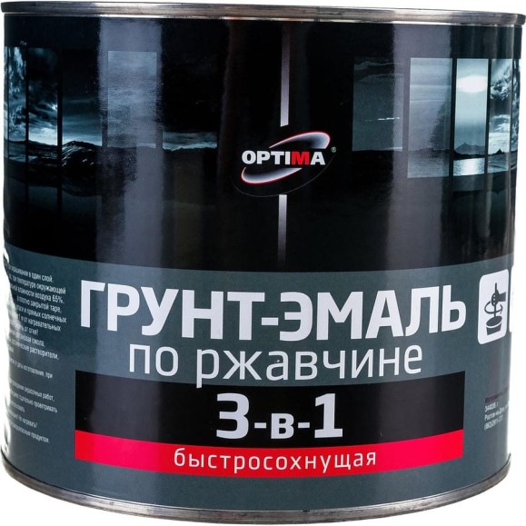 Быстросохнущая грунт-эмаль OPTIMA 3 в 1 1,7кг серая 11598016 Быстросохнущая грунт-эмаль OPTIMA 3 в 1 1,7кг серая 11598016