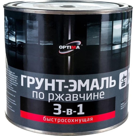 Быстросохнущая грунт-эмаль OPTIMA 3 в 1 1,7кг шокол. 11598026 Быстросохнущая грунт-эмаль OPTIMA 3 в 1 1,7кг шокол. 11598026