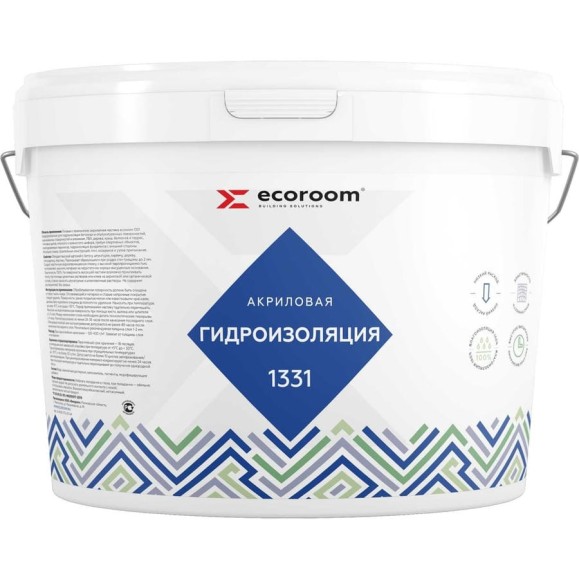 Гидроизоляция ECOROOM акрилатная 1331, 6 кг Е-Гидр1331/7 Гидроизоляция ECOROOM акрилатная 1331, 6 кг Е-Гидр1331/7