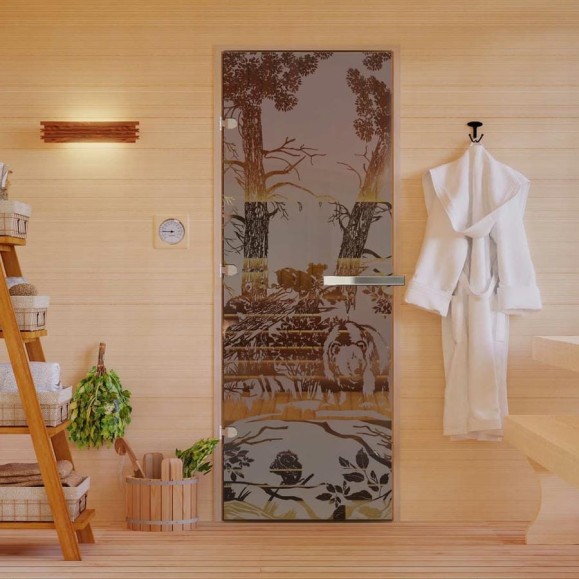 Дверь для бани DoorWood Мишка в лесу бронза матовая, 2000x700 мм, левая DW-00014814 Дверь для бани DoorWood Мишка в лесу бронза матовая, 2000x700 мм, левая DW-00014814
