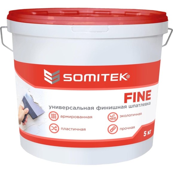 Универсальная финишная шпатлевка SOMITEK fine 5 кг 36003 Универсальная финишная шпатлевка SOMITEK fine 5 кг 36003