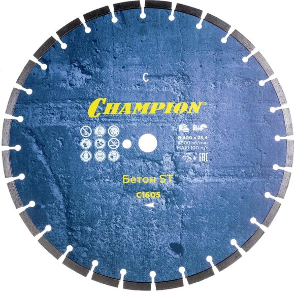 Диск алмазный 400х25,4х10 мм CHAMPION ST Бетон Concremax C1605 Диск алмазный 400х25,4х10 мм CHAMPION ST Бетон Concremax C1605