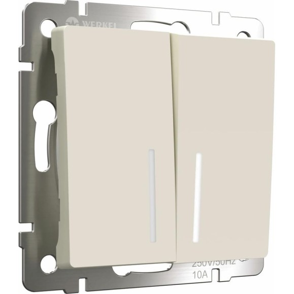 Двухклавишный выключатель WERKEL W1120162 с подсветкой айвори матовый a059282 Двухклавишный выключатель WERKEL W1120162 с подсветкой айвори матовый a059282
