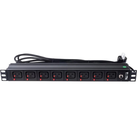 Блок розеток 19 8 шт. C19 с фиксатором вилки, 16A 250V, шнур питания 3,0 м TWT-PDU-16A8C9L-3.0