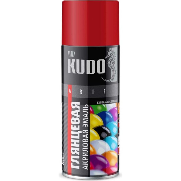 Аэрозольная краска в баллончике KUDO быстросохнущая акриловая универсальная глянцевая RAL 3020 красная KU-A3020 Аэрозольная краска в баллончике KUDO быстросохнущая акриловая универсальная глянцевая RAL 3020 красная KU-A3020