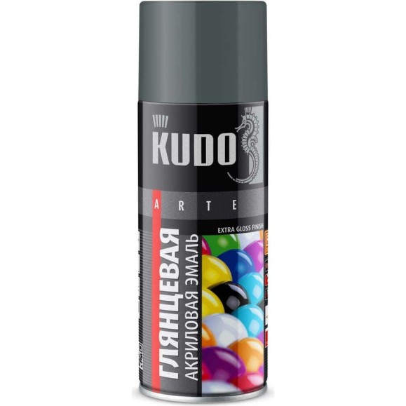 Аэрозольная краска в баллончике KUDO быстросохнущая акриловая универсальная глянцевая RAL 7012 тёмно-серая KU-A7012 Аэрозольная краска в баллончике KUDO быстросохнущая акриловая универсальная глянцевая RAL 7012 тёмно-серая KU-A7012