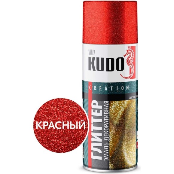 Эмаль декоративная KUDO Глиттер эффект Красный KU-C204