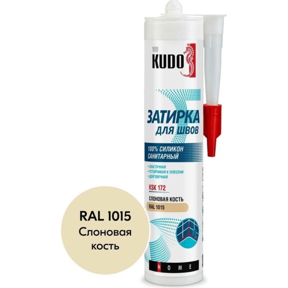 Герметик-затирка для швов KUDO HOME силиконовый санитарный, слоновая кость RAL 1015 KSK-172 Герметик-затирка для швов KUDO HOME силиконовый санитарный, слоновая кость RAL 1015 KSK-172