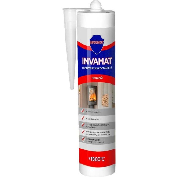 Жаростойкий печной герметик INVAMAT 881 +1500 °C, 290 мл, черный 1153
