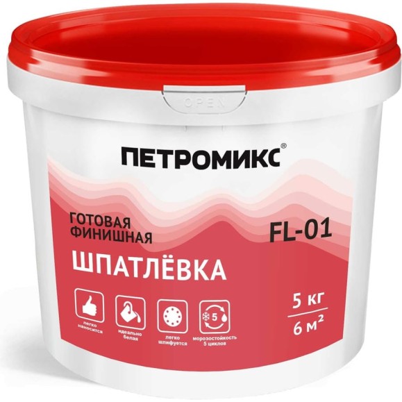 Готовая полимерная шпатлевка Петромикс FL-01 5 кг 00-00009392 Готовая полимерная шпатлевка Петромикс FL-01 5 кг 00-00009392
