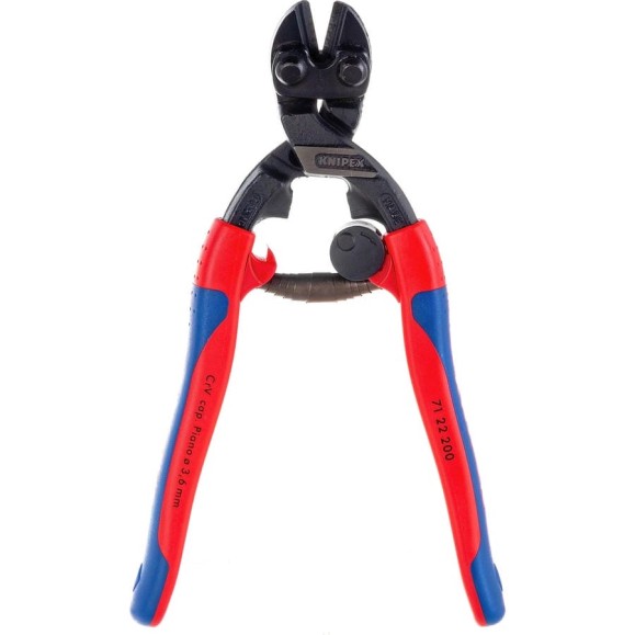 Болторез Knipex, CoBolt, компактный, с пружиной, голова 20 градусов, 200 мм, черный, 2К ручки, KN-7122200SB
