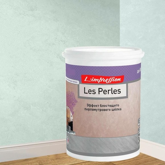 Декоративное покрытие L’impression Les perles 2.5 л, с эффектом блестящего перламутрового шелка, цвет 41095 голубой SUHCV586ZC