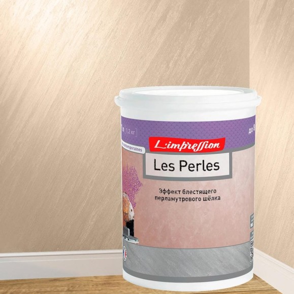 Декоративное покрытие L’impression Les perles 1 л, с эффектом блестящего перламутрового шелка, цвет 41117 бежевый US7J97D19C