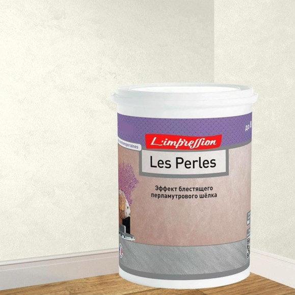 Декоративное покрытие L’impression Les perles 2.5 л, с эффектом блестящего перламутрового шелка, цвет 41000 белый M576NNBS5U
